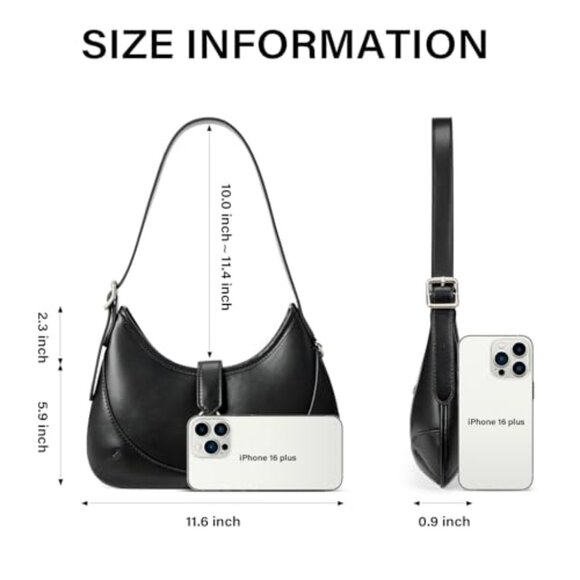 Vegan Leather Shoulder Bag Elegant Hobo Style Adjustable Strap Chic Minimalist - Picture 4 of 8